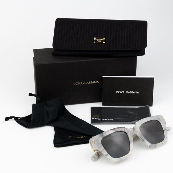 NEW D&G DG4413 342887 Grey Marble Grey Square Unisex Sunglasses - Picture 10 of 12